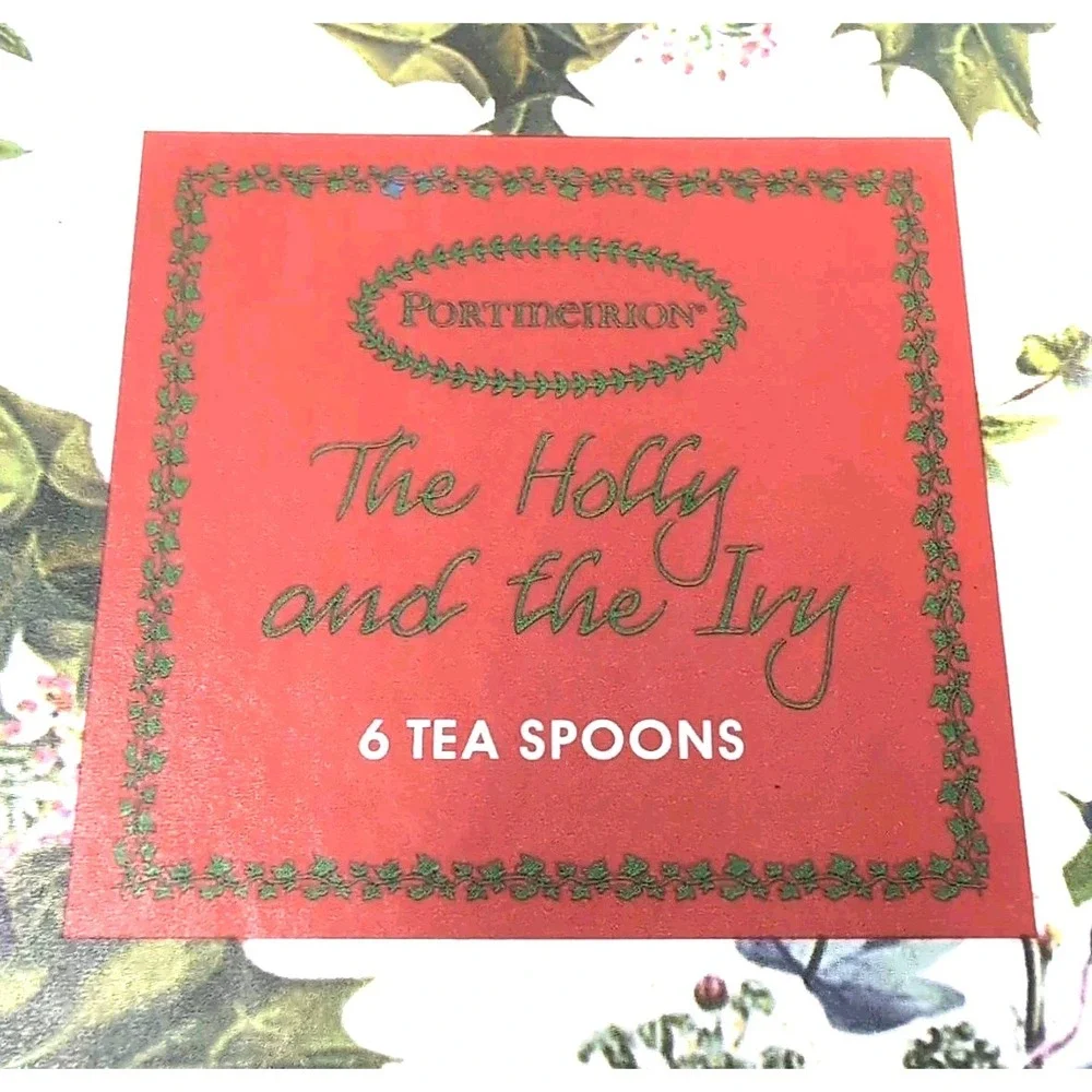 Portmeirion The Holly and the Ivy Teaspoons Set of 6 Porcelain Handle New In Box